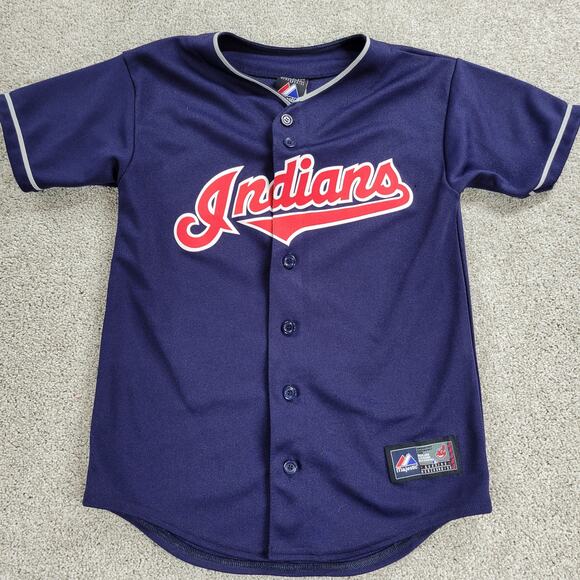 Youth Cleveland Indians Choo Jersey Medium Blue Button Down Majestic Baseball - Picture 1 of 14